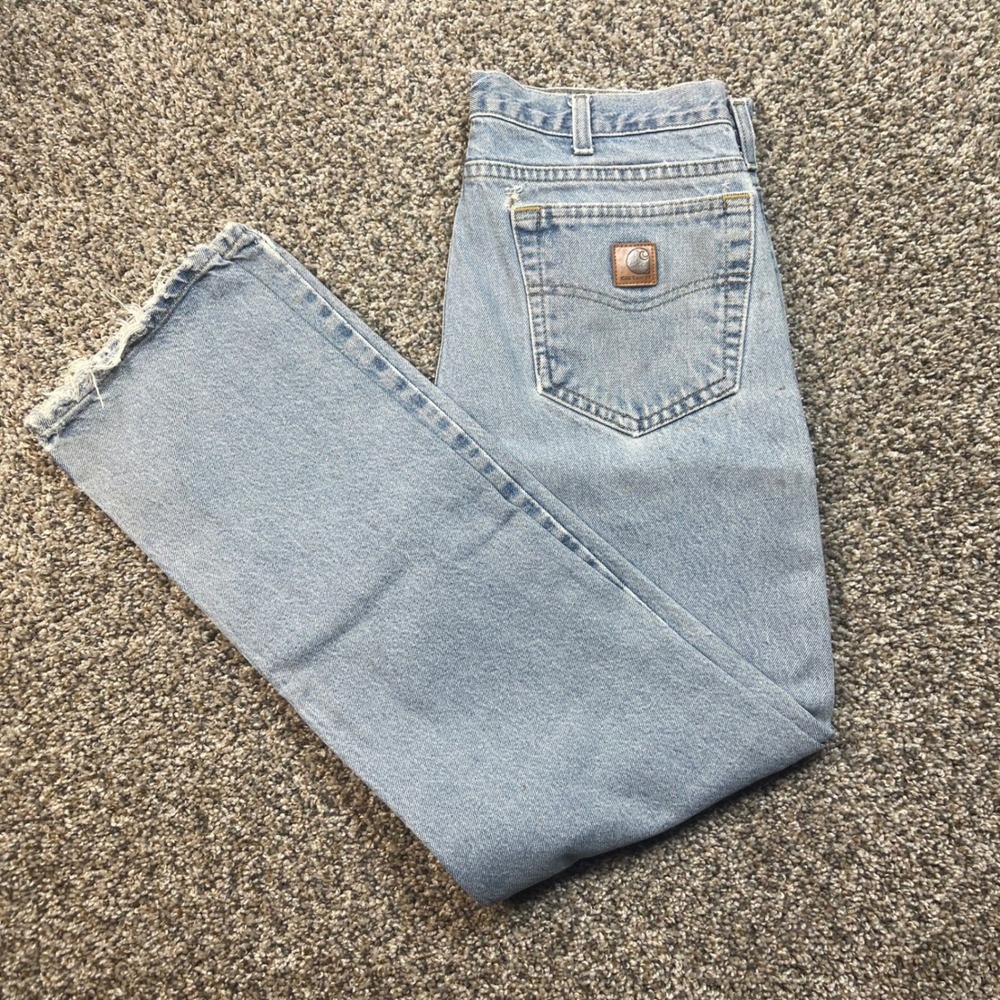 Carhartt Men's 31x30 B18DST Traditional Fit Jeans Light Wash Denim Distressed